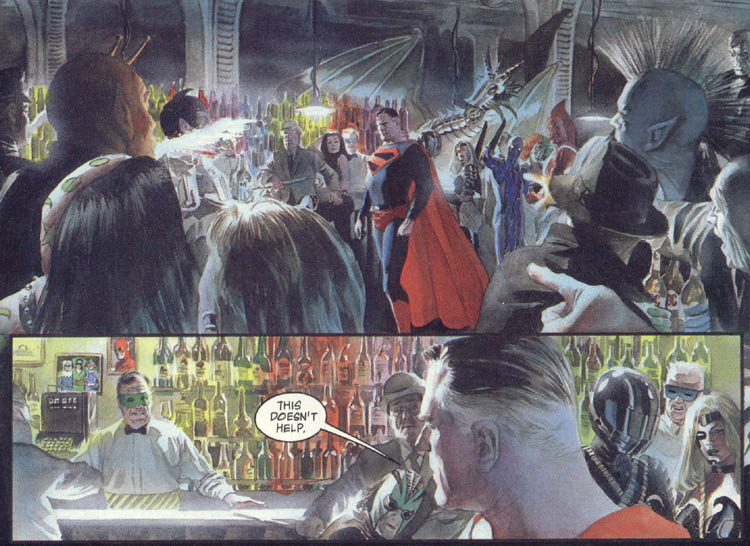 Steed and Mrs Peel prop up the bar in Kingdom Come.