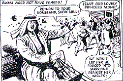 The people of Fezra pelt Sheik Abul with fruit