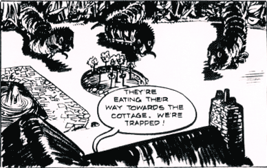 The giant caterpillars approach the farmhouse... TV Comic #993